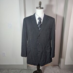Caravelli Suit Blazer Men 44L Superior‎ 150'S Black White Striped